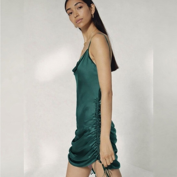 Wilfred Dresses & Skirts - Wilfred Deep Teal Satin Cowl Neck dress size small